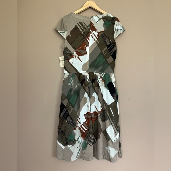 {Coldwater Creek} Printed Ruched Midi Dress in Watercolor Print - Size 10 - NWT - Picture 4 of 9